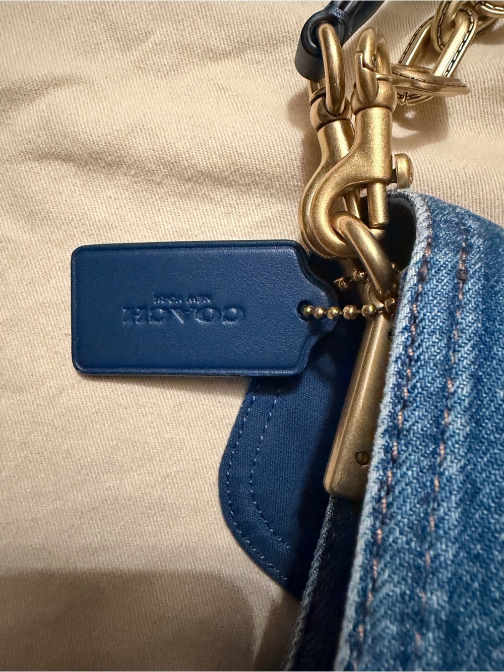 Coach Tabby 30 with Chain Denim Handbag - Picture 11 of 13